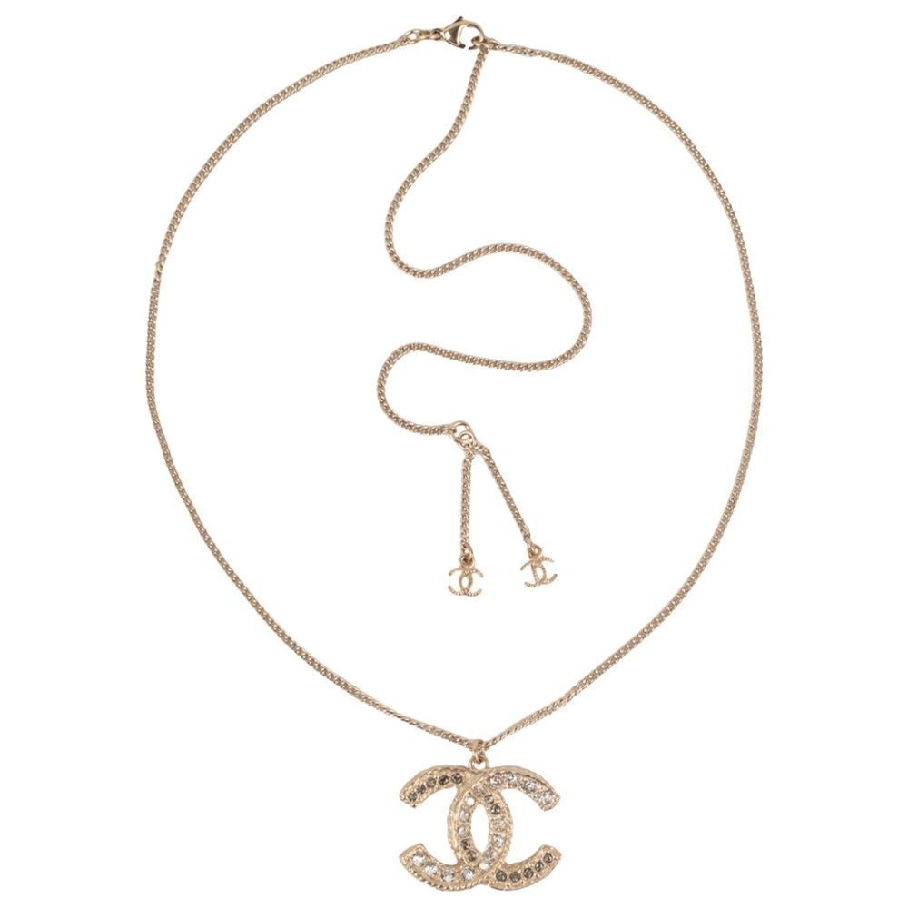 CHANEL Large Rhinestone Paved Gold and Silver Crystal Pendant Necklace - Picture 2 of 16